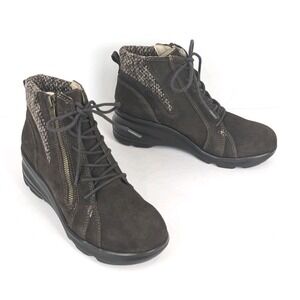 Jambu Stella‎ Boot Women 8.5 Wedge Water Resistant Memory Foam Leather Brown Zip